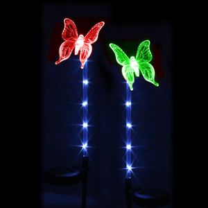 Décoration de fête 4 pièces jardin lumineux pour mariage libellule papillon à couleur changeante avec piquet lumière solaire LED