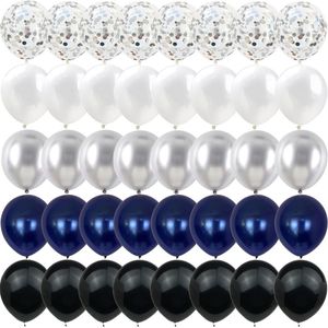 Décoration de fête 40/14 pièces bleu foncé or argent coeur étoile métal Latex confettis ballons anniversaire mariage BabyShower décorations année Globos