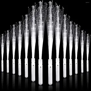 Décoration de fête 48 pièces lueur fibre optique bague LED LED UP Stick 3 modes blanc pour le mariage anniversaire douche nuptiale