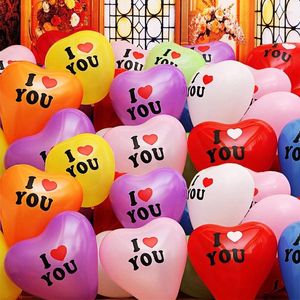 Décoration de fête 50 / 100pcs Je t'aime Balloons en latex en forme de coeur Mariage de la Saint-Valentin Confessions Hélium Supplies