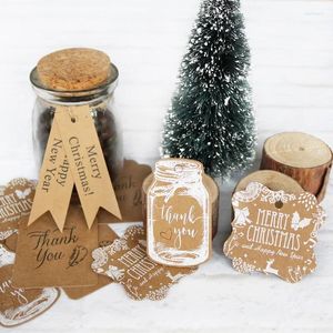 Décoration de fête 50pcs Joyeux Noël Kraft Tags cadeaux Message de bouteille de bouteille Message de papier Hang Tag Cartes d'artisanat Étiquette de Noël