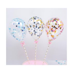 Décoration de fête 5pcs / 10pcs 5 pouces mini ballons de latex de confettis avec st pour décorations de gâteau de mariage d'anniversaire Bady douche Supp Dhn2V
