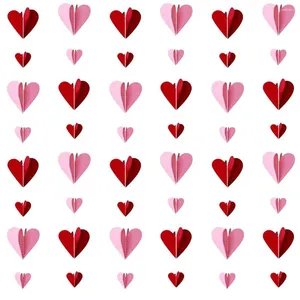 Decoración de fiesta, 6 piezas, guirnaldas de papel para el Día de San Valentín, sin bricolaje, guirnalda colgante de corazón 3D, decoraciones románticas de San Valentín