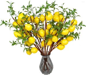 Decoración de fiesta 6 unids decoración falso limones rama amarillo artificial para cocina granja mesa centro de mesa hogar