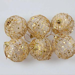 Decoración de fiestas 6 piezas/conjunto adornos de bola de Navidad alambre de hierro escamas de lentejuelas de lentejuelas baubbles colgante de bricol