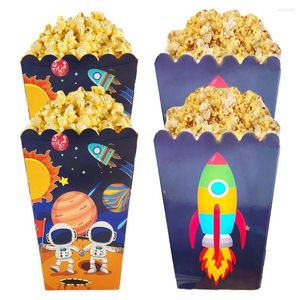 Décoration de fête 6 pièces boîte à pop-corn d'astronaute spatial fusée enfants boîtes de friandises d'anniversaire décor à thème