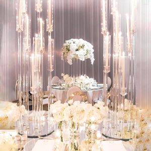 Décoration de fête 8 têtes titulaires Table haute cristal mariage pièce maîtresse candélabre acrylique clair AB0050