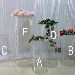 Cilindros de Pedestal de boda transparentes acrílicos para decoración de fiestas, pedestales de pilar, soporte de cubo de exhibición para Yudao652