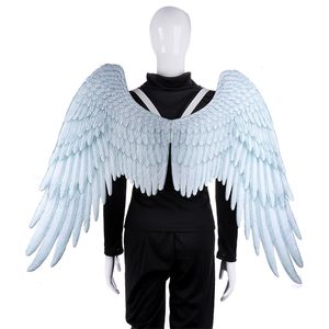 Décoration de fête Adulte Enfant Ailes de plumes d'ange Halloween Carnaval Cosplay Accessoires Scène Performance Spectacle Disposition de la scène Ailes d'ange Noir Blanc 220915