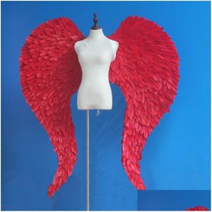 Décoration de fête Arrivée Beautif Grand Ange Rouge Ailes De Plumes De Mariage Grand Événement De Pâques DIY Décorations Spectacle De Tir Props Dh0Mn