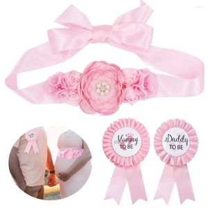 Decoración de fiesta Baby Shower Regalo para expectantes Elegante Floral Boho Sash Set Embarazo Flores Cinturón para el vientre Po Props Padres