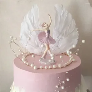 Decoración de fiesta Adornos de pastel de cumpleaños 3 piezas Pink Ballet Girl Top Hat DIY Baby Shower BOY Regalo