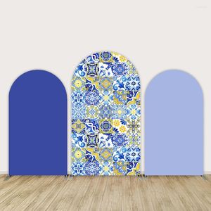 Décoration de fête Couverture d'arche bleue Carrelage méditerranéen Fiançailles Po Fond Positano Maroc Toile de fond arquée Douche nuptiale Pobooth