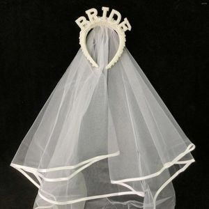 Party Decoration Bride to Be Pearl Band avec Veil Wedding Mariage Bridal Shower Engagement Dîner Accessoires de cheveux