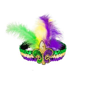 Decoración de fiesta Carnaval Nuevas lentejuelas Banda para el cabello Sombreros de plumas Banda para el cabello Transfronterizo Yeren Headwear Factory Venta al por mayor tocado 120pcs