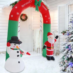 Decoración de fiesta, arco inflable de Navidad de dibujos animados, conjunto portátil, decoración de patio, adornos de fiestas para el hogar para fiesta de regalo de año de Navidad