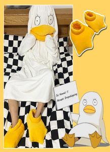 Carton de décoration de fête Elizabeth Duck Pajamas Flanelle Sac de couchage Couverture Couccée à capuche drôle Halloween Birthday Cosplay Costu5723247