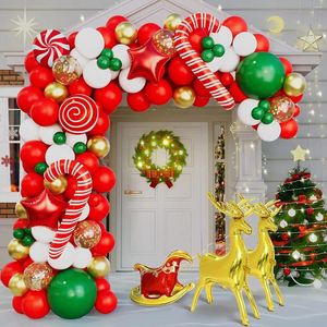 Party Decoration Christmas Balon Garland Arch Kit blanc Red Gold Latex Candy Boîte-cadeau Star Foil Globos Year Decor