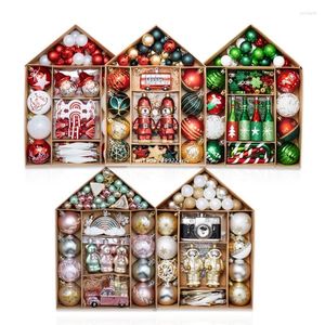 Decoración de fiesta, adornos navideños, paquete de caja de árbol, bolas colgantes, regalos para Navidad, triangulación de envíos