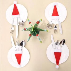 Décoration de fête décorations de Noël bouteille de vin mini mine de flanelle effilée couteau et manche de fourchette