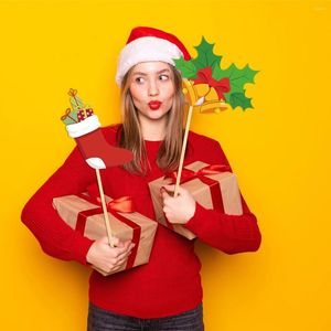 Decoración de fiesta Tema de Navidad Po Booth Props Papel Santa Antlers Stocking Patrón Máscara Adultos Decoraciones para niños