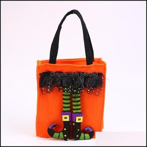 Decoración de fiesta Lindo bolso de tela no tejida Bolsos de regalos de dulces Bolsas para niños Decoraciones de Halloween al aire libre Bolsa Verde Naranja Colores 6 DH0YS