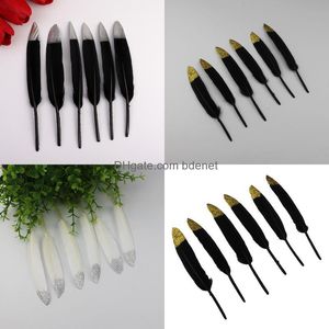 Decoración de fiesta Diy Decoración Plumas para manualidades Boda Bdenet Yiwu Cuchillo pequeño 10-15 Goose Hair Juice Gold Spray Sier Ear Joy Accesso jlltlV