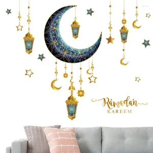 Décoration de fête Eid fenêtre s'accroche autocollants décalcomanies lanterne lune étoile pour murs salons armoires
