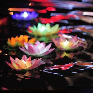 Décoration de fête Diamètre festif 18 Cm Led Lotus Lamp In Colorf Changed Floating Water Pool Wishing Light Lamps Lanterns For Xb1 Dr Dh8Bl