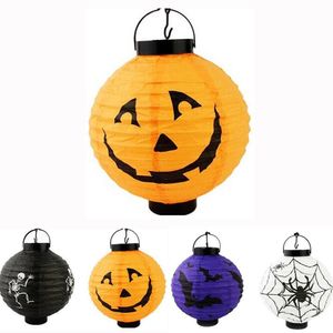 Fête Décoration Festive Halloween LED Papier Citrouille Fantôme Suspendu Lanterne Lumière Fête De Vacances Décor RRB15606