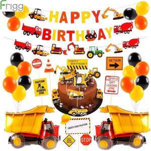 Decoración de fiesta Frigg 38PCS Camión volquete de construcción Feliz cumpleaños Decoración Kits para niños Set Baby Shower Favor Suministros 220908