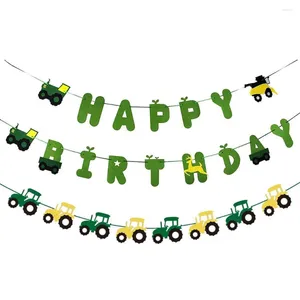 Décoration de fête, ensemble de bannières d'anniversaire avec tracteur vert, guirlande en feutre, fournitures de décoration sur le thème de la ferme