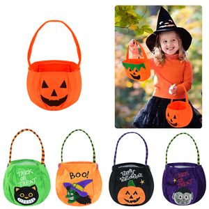 Décoration de fête Halloween Loot Party Enfants Citrouille Trick Or Treat Sacs fourre-tout Sac de bonbons Halloween Candy Storage Bucket Panier cadeau portable