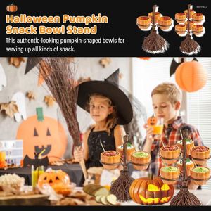 Decoración de fiesta Halloween Calabaza Snack Bowl Stand Bandejas plegables Candy Display Tower Ensalada creativa Favor