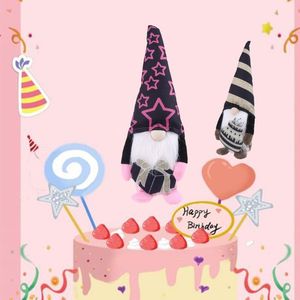 Decoración de fiesta Pastel de feliz cumpleaños Caja de regalo Gnomo Tomte Nisse Elfo sueco Casa Granja Decoración de cocina Estante Bandeja con gradas DecoracionesFiesta