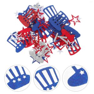 Decoración de fiesta Día de la Independencia Sombrero de confeti Estrella Pastel Tela de fieltro para el 4 de julio Mesa americana