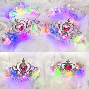 Décoration de fête LED Crown Bandbouleau Light Up Crowns Hair Hoop Tiaras clignotant Hairband Cosplay Birthday Wedding Girls Girls Princess Supplies