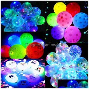 Décoration de fête LED Ballon lumineux Transparent Clear Bobo Balls Ballons Coeur Lettres Imprimer Cadeaux Saint Valentin Décoration de mariage T Dhdvv