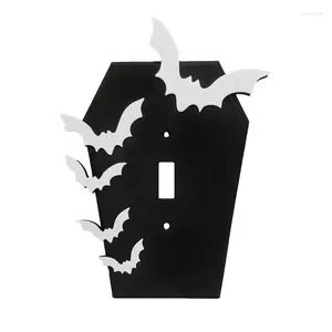 Couvercle d'interrupteur de lumière de décoration de fête, cercueil noir, chauve-souris effrayante, prise de plaque d'halloween, décor mural
