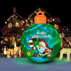 Décoration de fête Illuminez la boule de Noël gonflable avec souffleur d'air Décoration de Noël en plein air Blow up Ornements de Noël à l'extérieur avec des lumières LED T230926