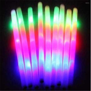 Décoration de fête LED LED COLORFUR Sticks Sponge Glowsticks Batons Rally Rave Glow Wands Flashing Light Stick Cheer Supplie
