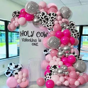 Party Decoration Macaron Baby Pink Balloons Garland Silver Natural Sand Sand Cow Print Arch Kit Girl Birthday Foil Globos