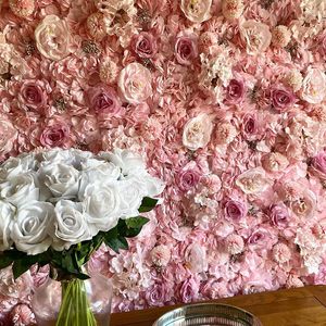 Party Decoration Pink Artificial Rose Wall 40x60cm Silk Flower Panels For Home Wedding Decor Baby Shower Birthday Backdrop