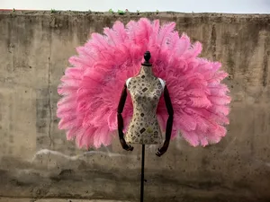 Decoración de fiesta, ala de Ángel de plumas de avestruz de imitación rosa para decoración de cumpleaños de boda, accesorios creativos de fotografía de maternidad