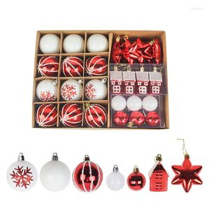 Produit de décoration de fête Ornement de Noël PS Ball House Gift Box Set Arbre Pendentif 28pcs