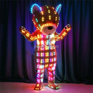 Decoración de fiesta Disfraces LED programables Baile de salón Robot Ropa Bar Muñeca iluminada Color colorido Escenario Espectáculo Navidad Viste PerformancePar