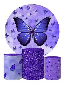 Couverture de fond de cercle de papillon violet, décoration de fête, couverture de cylindre de fond de fête d'anniversaire de mariage pour filles
