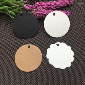 Décoration de fête ronde vierge étiquette volante diamètre 3,5 cm kraft carton marchandises prix note marque pour la parure de produits en forme de dentelle 100pcs / lot