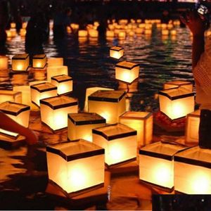 Lampe de bougie d'eau flottante en papier carré de décoration de fête souhaitant prier bénédiction lanterne étanche pour la livraison directe de la Saint-Valentin DHBHF