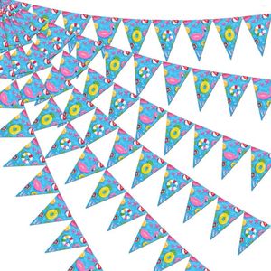 Party Decoration Piscine Triangle Banners Summer Beach Bunting Garland Flags for Hawaiian Flamingo Tropical Thème anniversaire